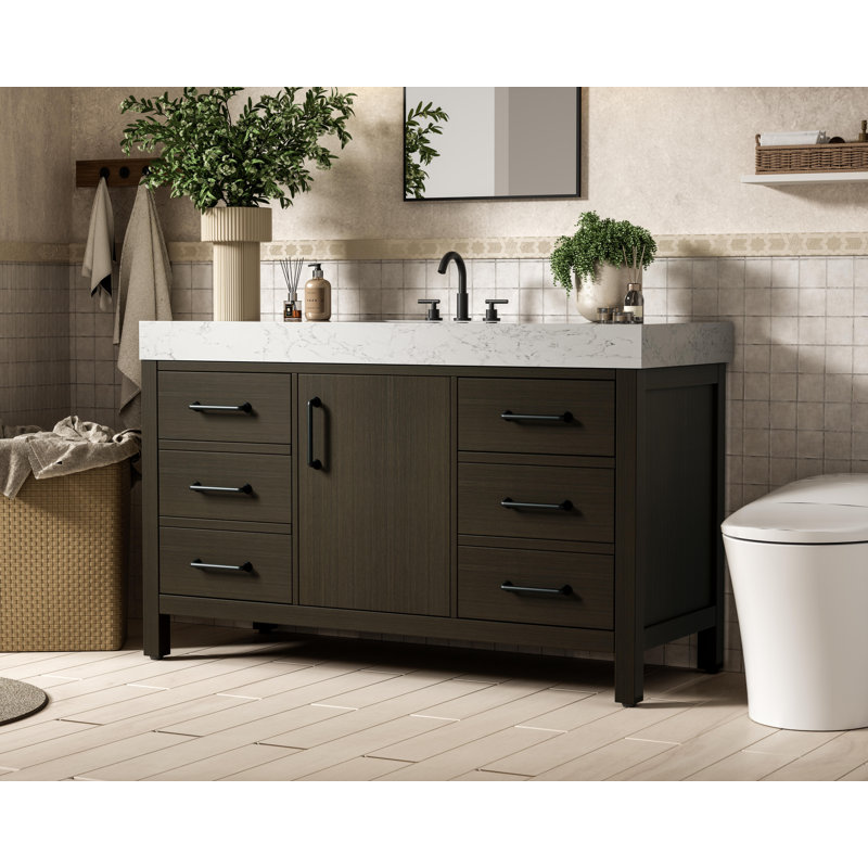 Meuble-lavabo simple 54 po_Traditional_VF60654, Brun moka