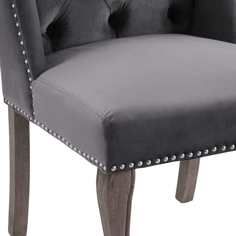 Chaise d'appoint en velours cuivre Copper Grove Otocac, gris, 2