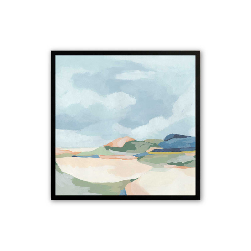 «Serene Seaside Pastels II», reproduction sur toile, H 13,5 po x l 13,5 po, Cadre photo noir simple