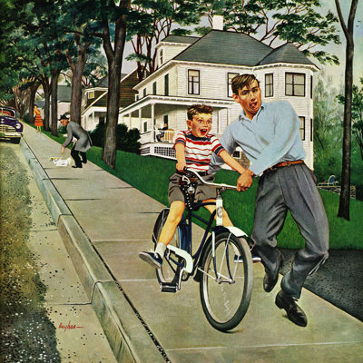 Reproduction d’art sur toile tendue, "vélo de leçons" par george hughes