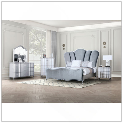 Finition argentée Finition glamour 1pc Commode courbée à pleine extension avec poignées en acrylique et pieds en bois tournés