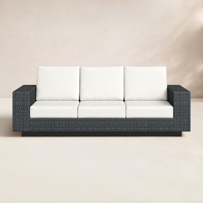 Jenette Wicker Outdoor Sofa with Sunbrella Cushions by Hokku Designs