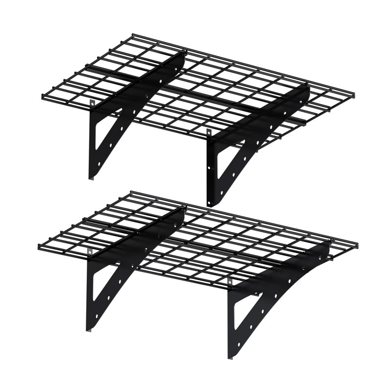 Tablette murale noire en métal pour le garage, le magasin d'alimentation - 23,6 x 35,4 pouces