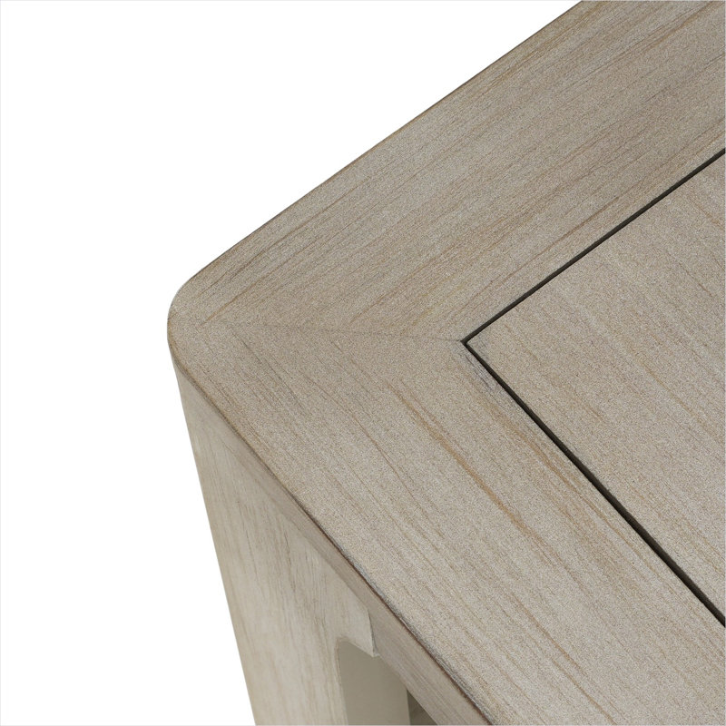 Table basse carrée avec finition gris ardoise et rangement à deux niveaux, idéale pour l'organisation du salon