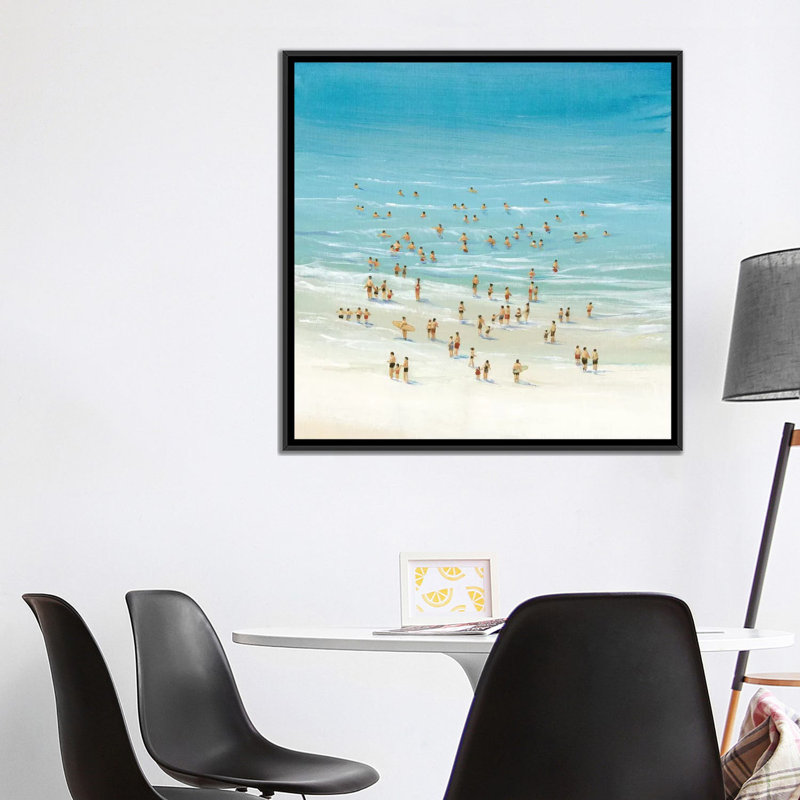 « ocean nage ii », impression sur toile, H 18 po x l 18 po x P 1,5 po, Toile avec cadre noir, Pas de tapis