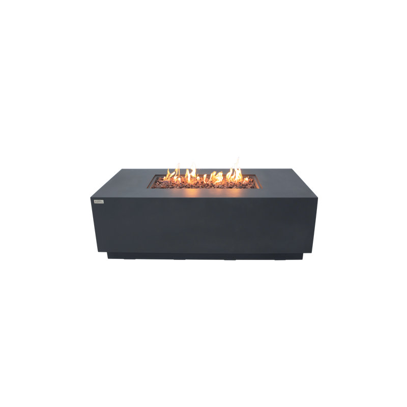 Sedona 66" Concrete Outdoor Fire Pit Table Bundle with Hideaway Propane Tank Holder Includes Wind Guard, Burner Pan Lid, and Cover