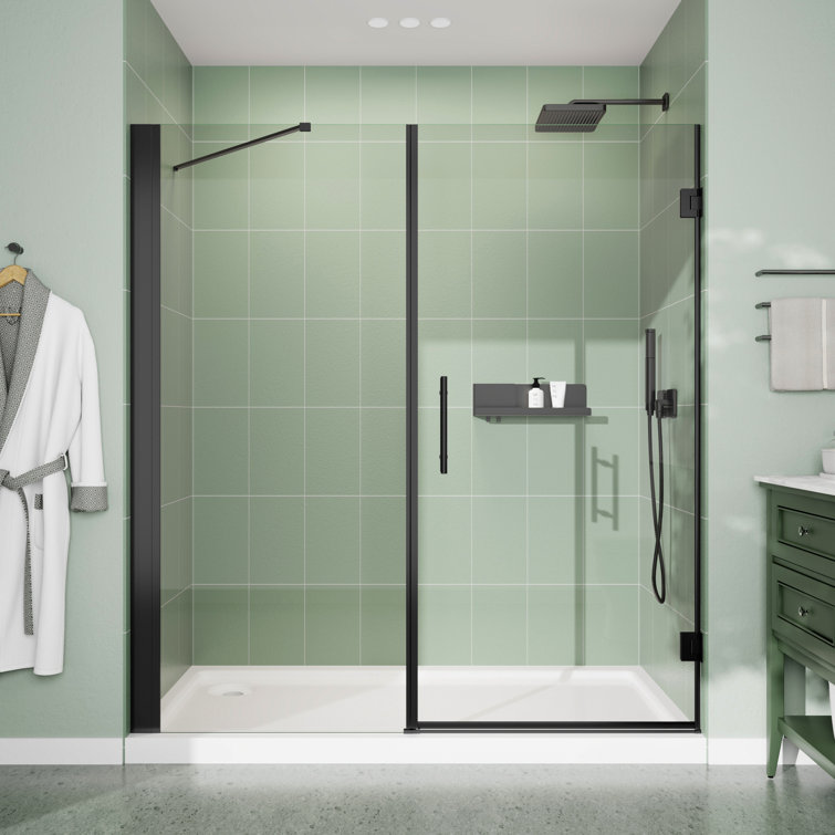 70-72'' W X 76'' H Frameless Pivot Shower Door With Clear Glass Panel