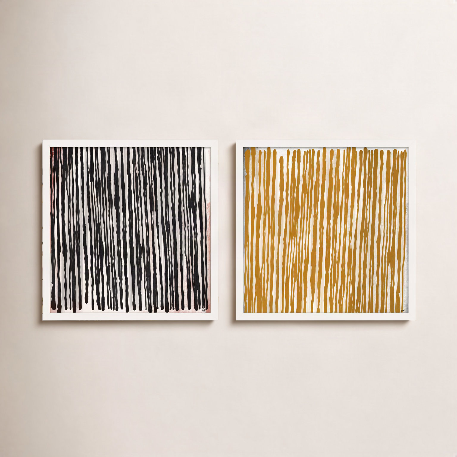 Waterfall 2-Piece Print Set by Marco Marella, White Paper Framed, 36" H x 36" W