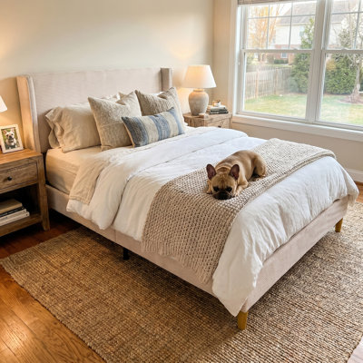Luxury Modern Wingback Corduroy Upholstered Bed