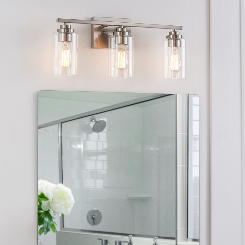 Quitterie - Éclairage pour meuble-lavabo, Nickel brossé, Clear, 3