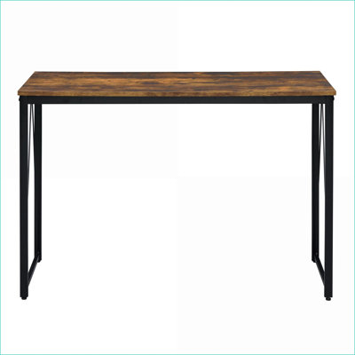Bureaux rustique industriel blanc antique & amp; Bureau d'écriture noir avec base en métal 35,5 po | Bois et métal