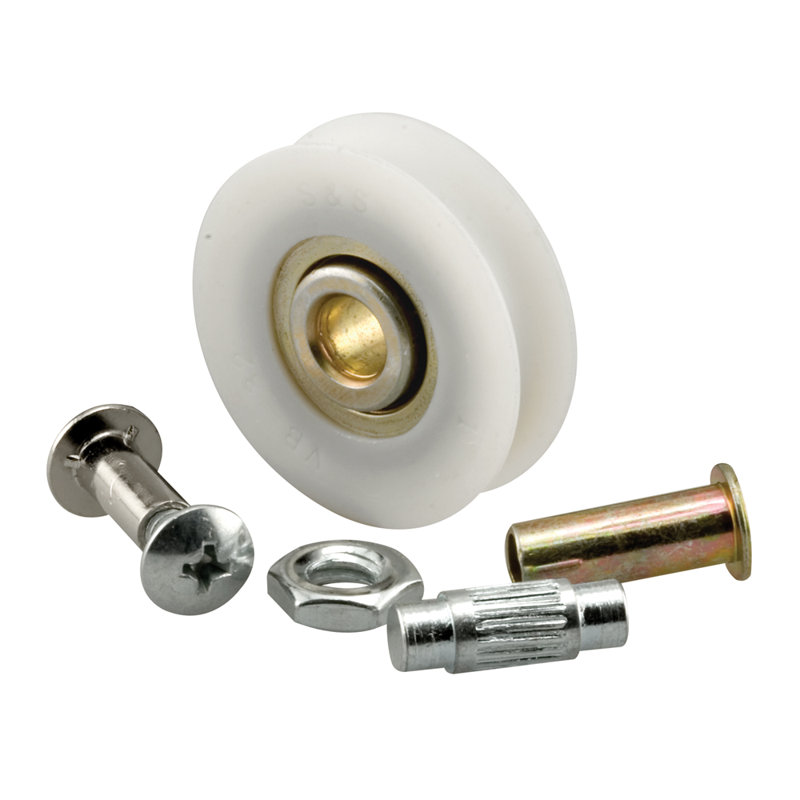 Steel Patio Sliding Door Roller Kit, 1-1/4 in. Concave Roller, White Plastic, Yellow, 5.4" H x 3.75" W x 0.75" D