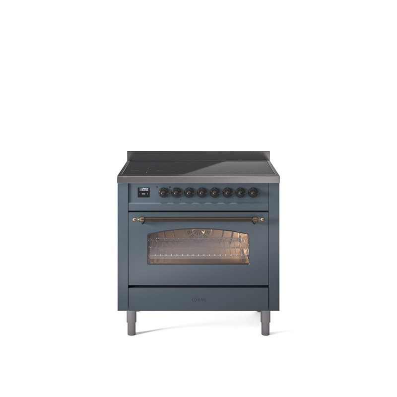 ILVE Nostalgie II 36 in Induction Range, Blue Gray/Bronze