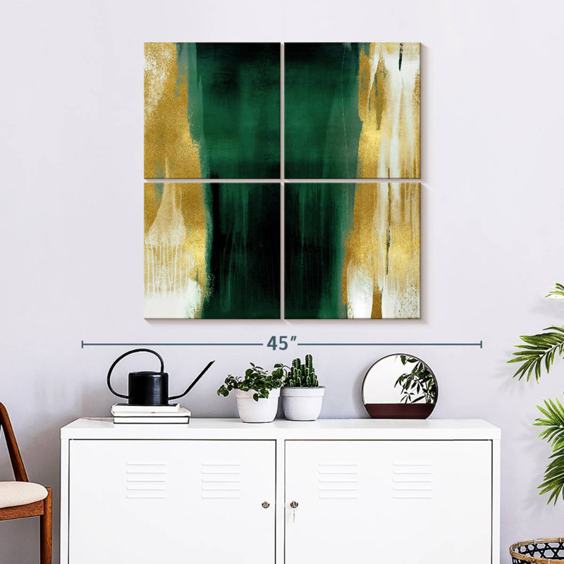 Free Fall Emerald With Gold II, 32" H x 32" W