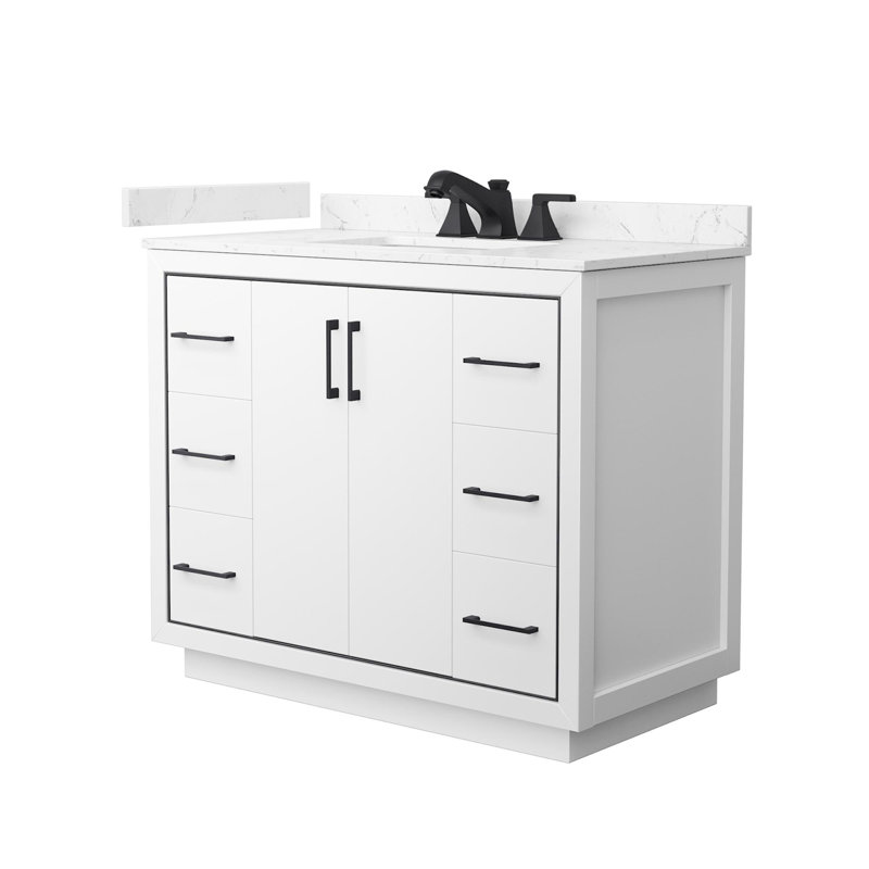 42 in. Single Vanity, White, Matte Black
