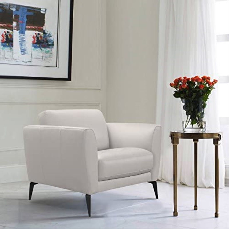 Rankins Leather Armchair, Off White Genuine Leather