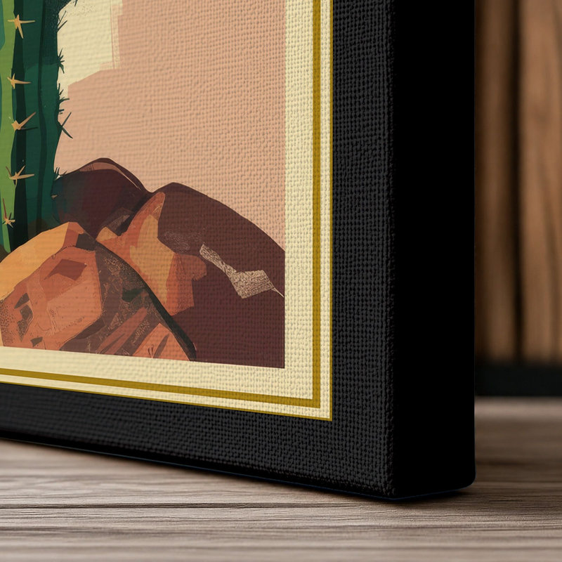 Saguaro Study Botanical - Wrapped Canvas, 18x12 - 45.7 x 30.5 cm, Black Border