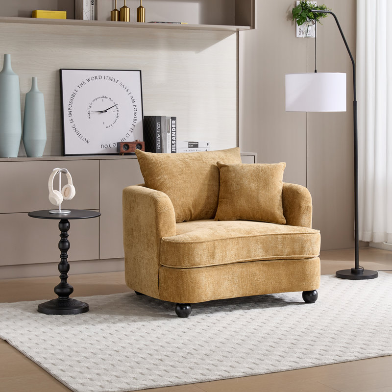 40.2" Chenille Removable Cover Soft Seat Sofa, Yellow
