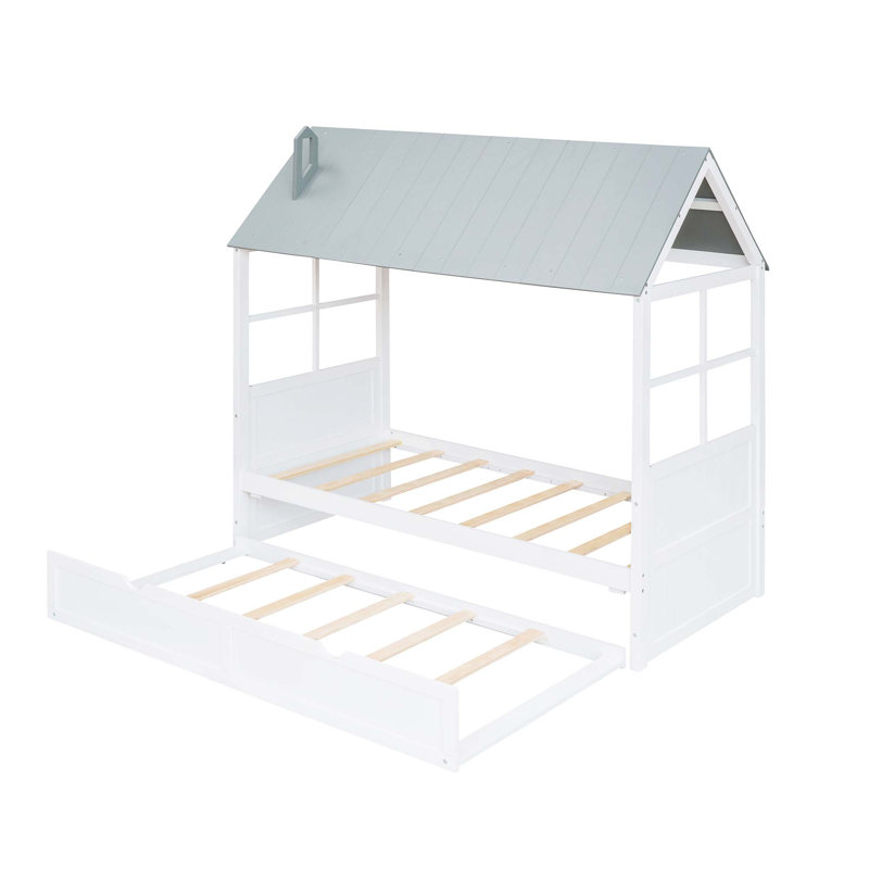 Vanwagenen Canopy Bed, Twin, White/Gray