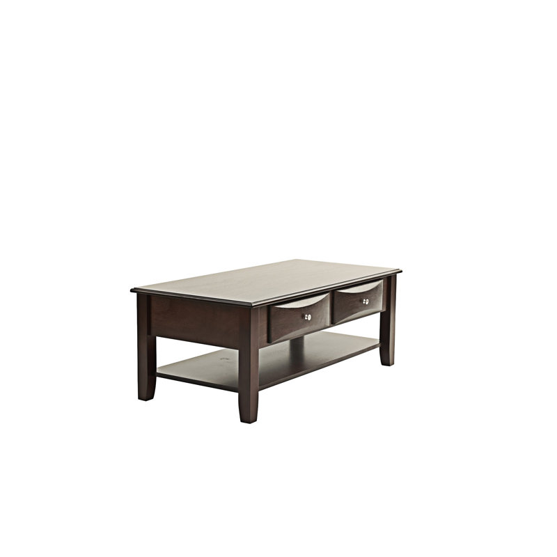 Table basse en bois avec tiroirs et tablette
