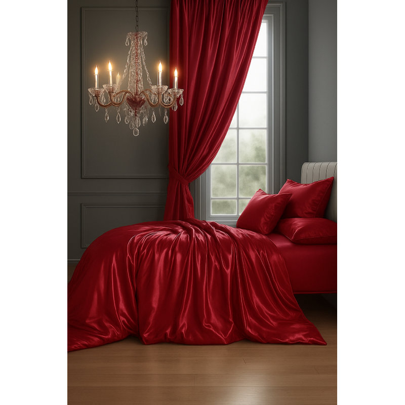 Silk No Pattern Duvet Cover, Red, Double Duvet Cover