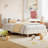 Twin-XL Size Bed Frame Soft Low Profile Sturdy Platform with Upholstered Headboard,  Wooden Slats, Noise Free, No Box Spring Needed, Beige-1429478654