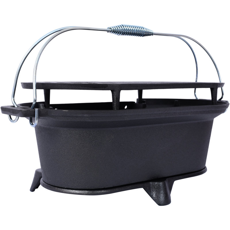 Plaque chauffante ovale en fonte - Barbecue portatif pour le camping et les barbecues 100% fer, enduit d'émail, avec contrôle de la température, chasse à la chaleur, rétention de chaleur, émaillé, grattage
