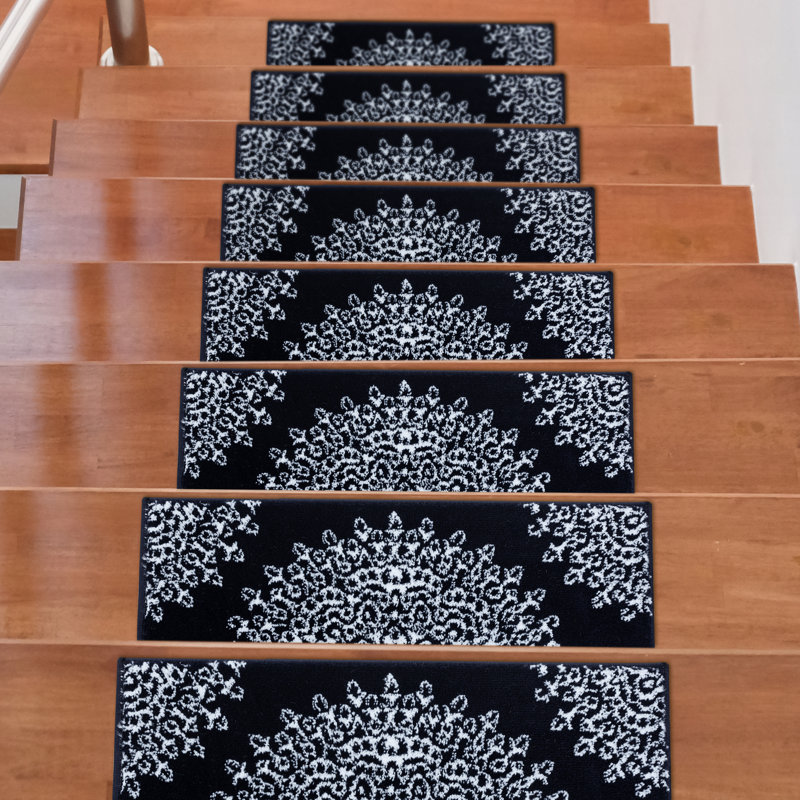 Tapis d'escalier Fogleman, Bleu marine / Ivoire, 13