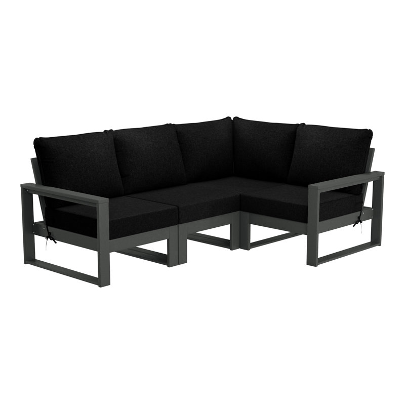 Patio 4-Piece Deep Seating Set With Frame, Black, Gray