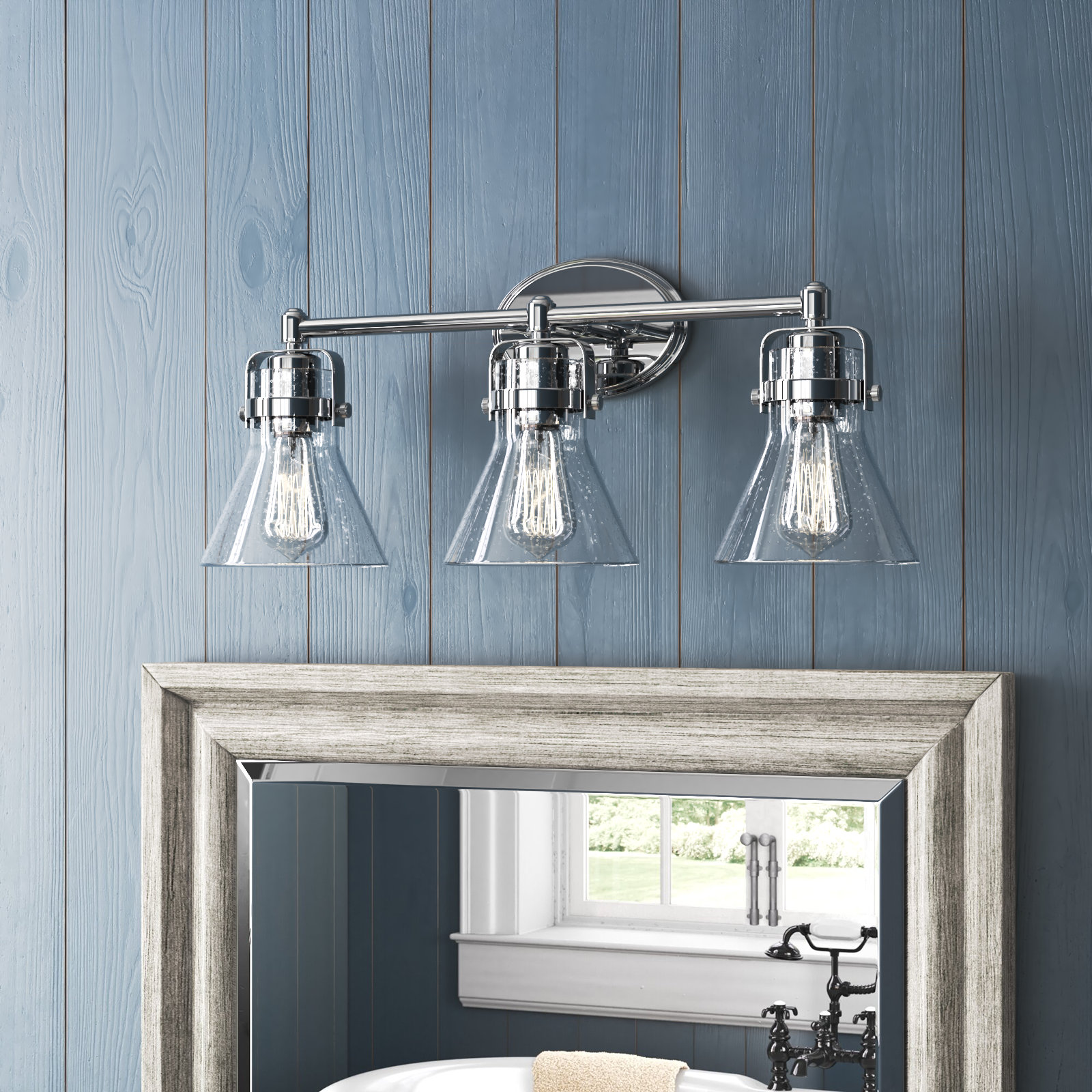Urbana Seeded Dimmable Vanity Light, Yes, Polished Chrome, 3