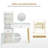 Glass Top White Makeup Vanity Desk with Mirror, Dressing Table with Cabinet with Doors
