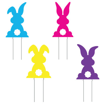 Piquets de jardin Bright Bunny - Décoration de fête - 4 pièces