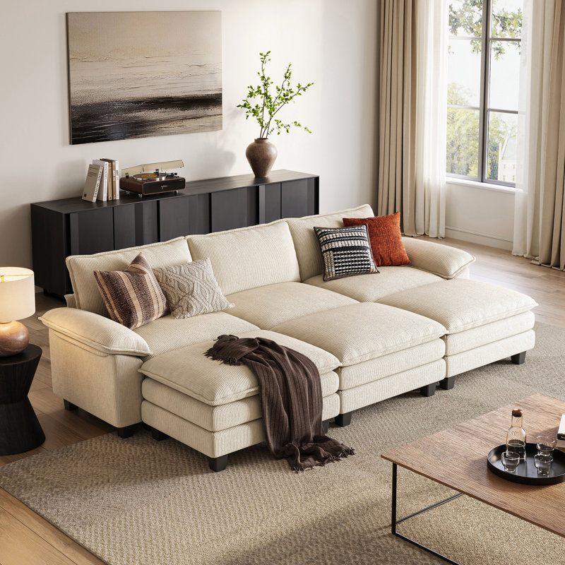 Canapé modulaire rembourré en U de 123 po avec 3 repose-pieds Colbey, 34.64'' H X 157.48'' W X 60.62'' D