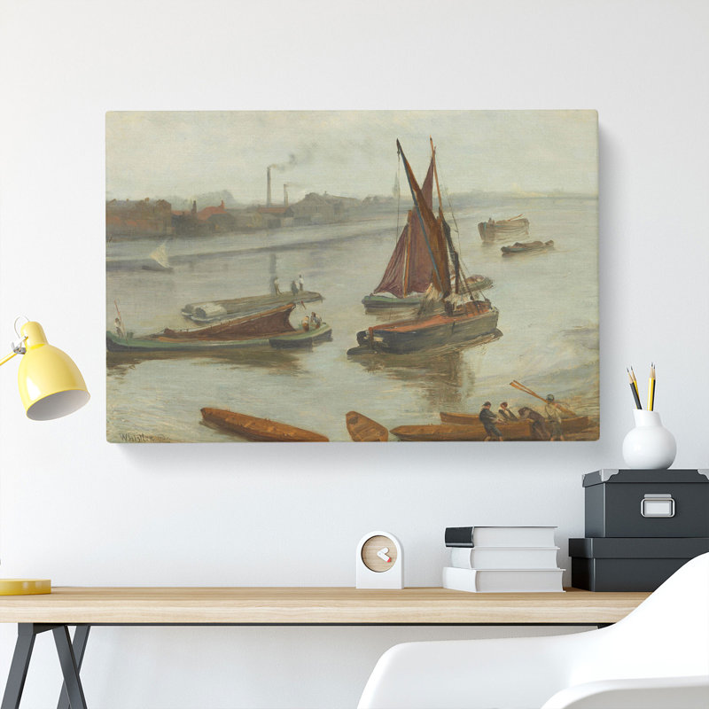 Old Battersea Reach by James Mcneill Whistler - Wrapped Canvas Painting, 50cm H x 76cm W x 3cm D