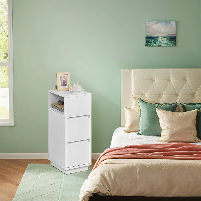 Arcolia 25cm W Manufactured Wood Bedside Table, White