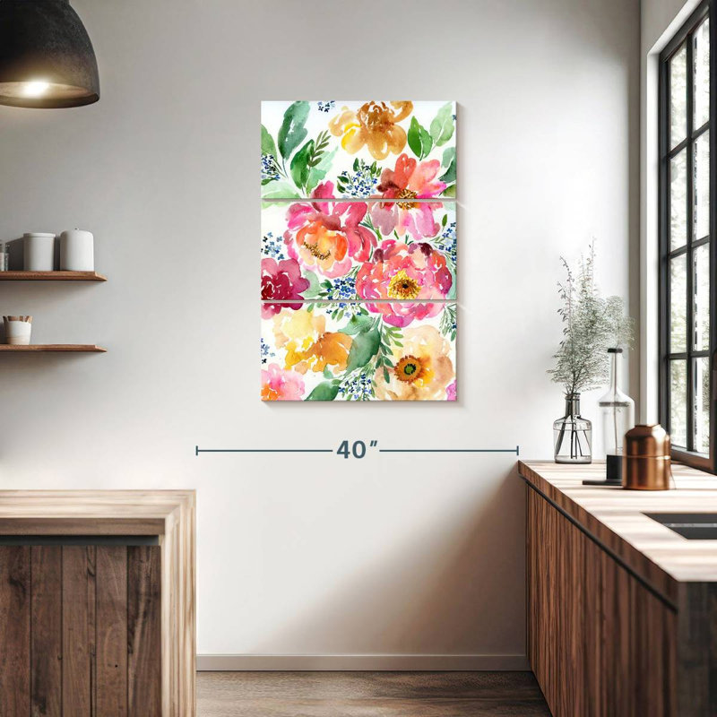 Harnek - pivoines jaunes et roses, H 38 po x l 24 po