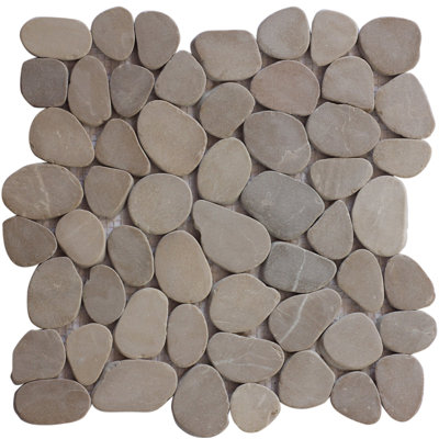 Tan Flat Pebble Mosaic 12" x 12"