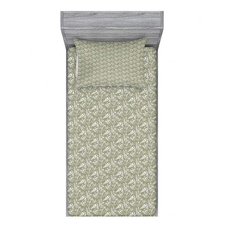 Ensemble de draps à motif floral tropical, Ensemble de draps pour lit simple TG avec drap-hou