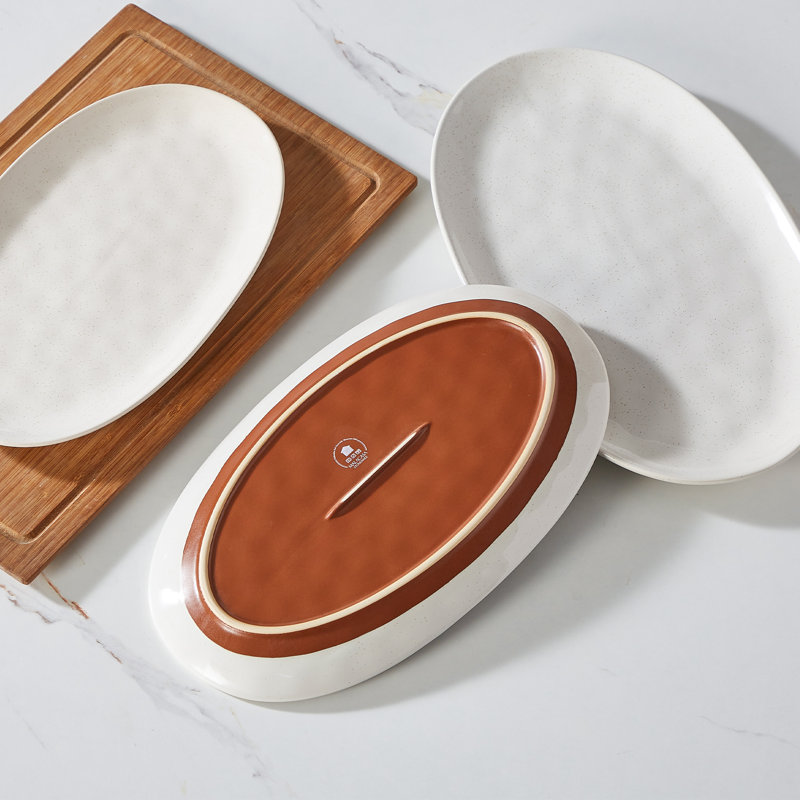 3 piece oval stoneware serving platter set,16in/14.7in/13.5in