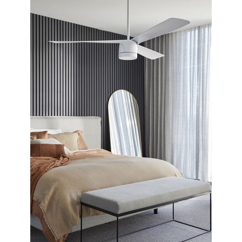 Peregrine 56in 3-Blades Indoor/Outdoor Ceiling Fan with Remote Control and Light, White