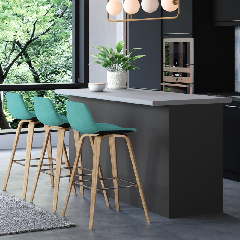 Tabouret en bois cintré (ensemble de 2), Naturel / naturel, Vert