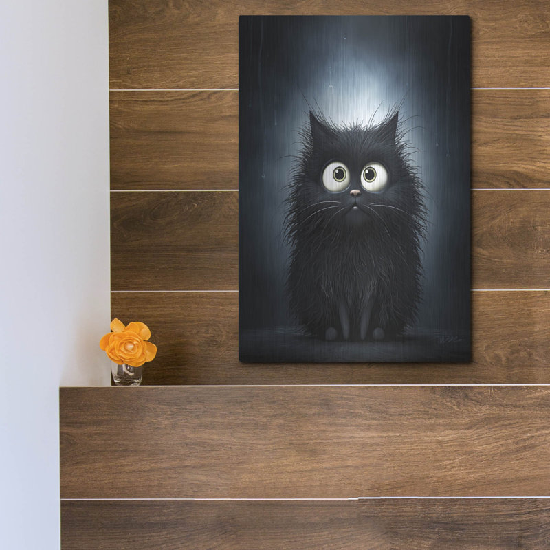 Winston Porter 'Funny Black Cat' by Momart Metal Wall Art, 16" H x 12" W