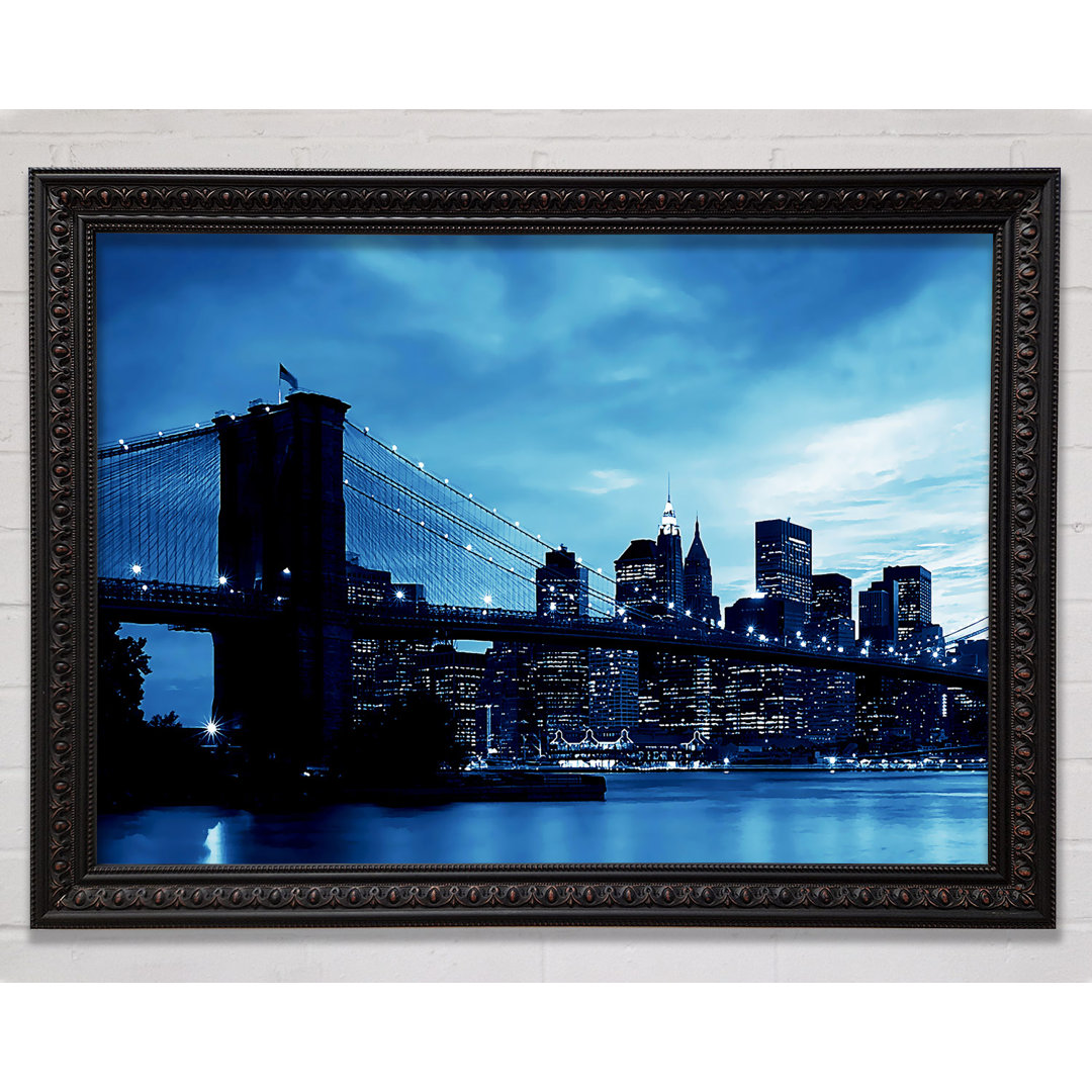 New York City Brooklyn Bridge Blau - Druck