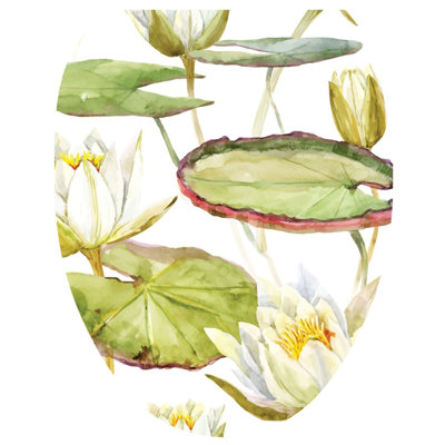 Floral Lotus Blossom Toilet Seat Decal – Toilet Tattoos Modern Static Cling Vinyl Lid Cover Fits Round & Elongated Seats