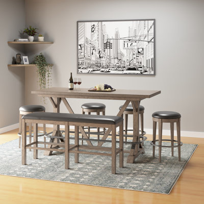 Susan 6 - Person Solid Wood Solid Wood Top Trestle Dining Set