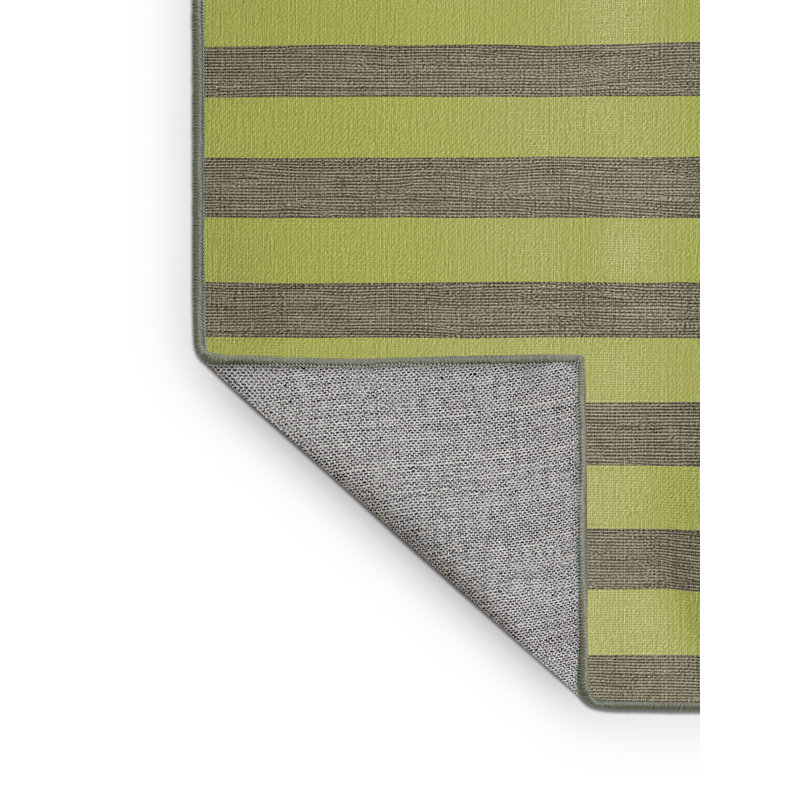 Tapis vert à rayures horizontales lavable à la machine, Carré 7 pi