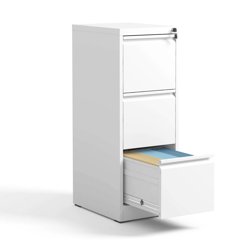 3 Metal File Cabinet, Lockable, Tilt, Full Extension Drawers, For Office/Home, Fits A4/Legal/Letter Size Folders For Tilt Design, Extension,