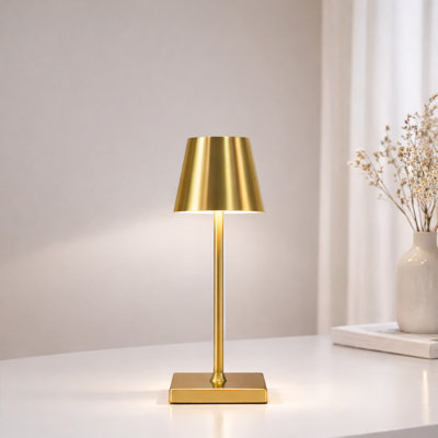1-light Metal Table Lamp Gold - 5W Wireless dimmable Bedside Lamp for Bedroom
