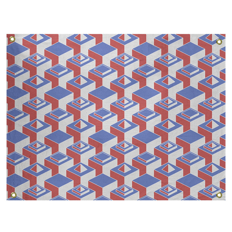 Jordao Machine Tapestry - Rod Included, 50" H x 59" W, Blue/Red