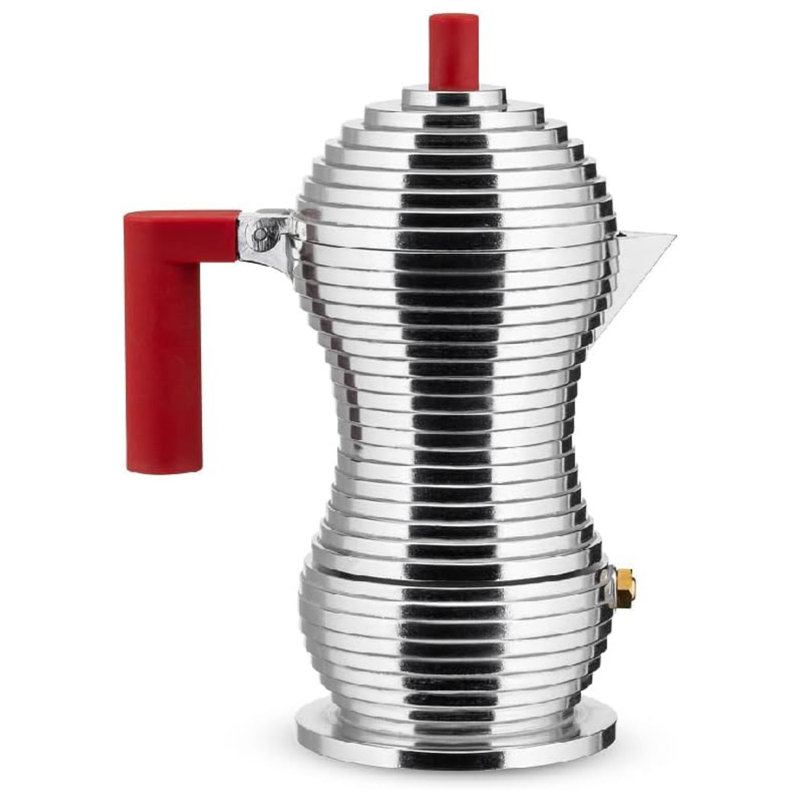 Alessi MDL02/1 R "Pulcina" Stove Top Espresso 1 Cup Coffee Maker, Aluminum, Red